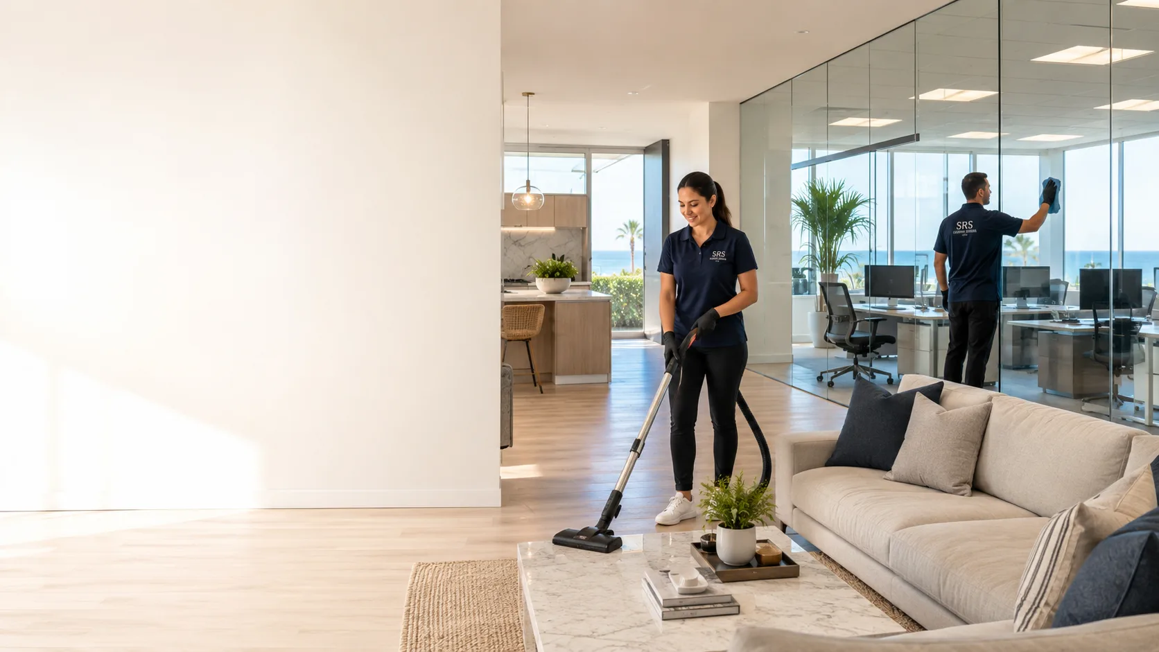SRS cleaning professionals caring for residential and workplace spaces